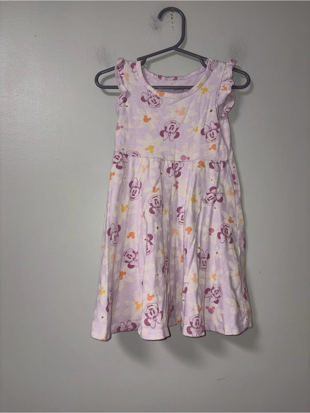 Jumping Beans Lilac Minnie Mouse Floral Daisies Sundress Ruffle Sleeve Girls 2T